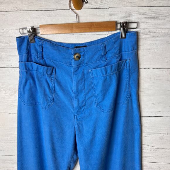 Anthropologie Maeve Pants Womens Size 30 Bright Blue The Collette Linen Wide Leg - Picture 7 of 16